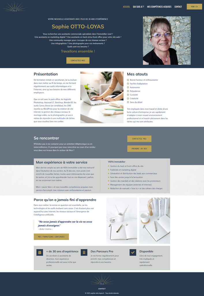 construction du site sophie-otto-loyas.fr - page d'accueil