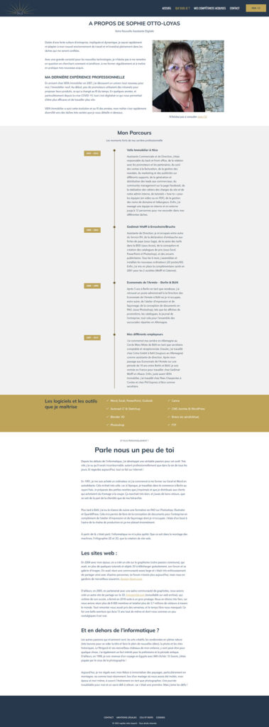 construction du site sophie-otto-loyas.fr - page à propos de moi