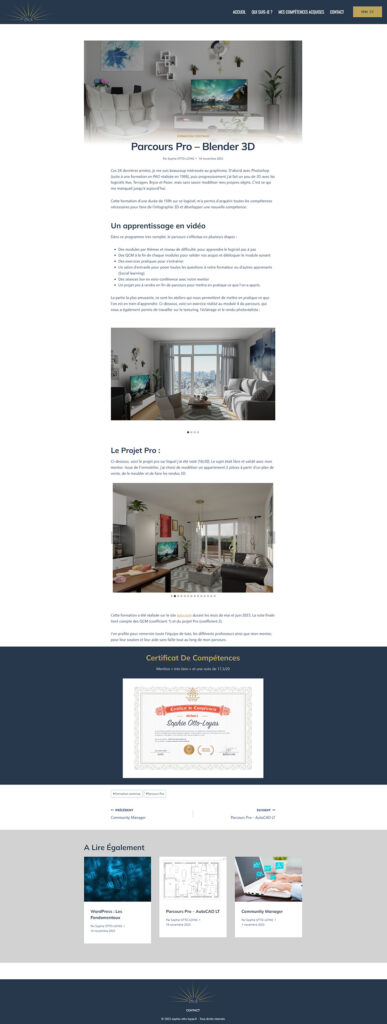 construction du site sophie-otto-loyas.fr - page formation Blender