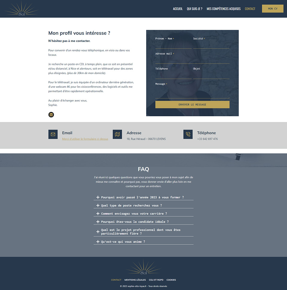 construction du site sophie-otto-loyas.fr - page contact