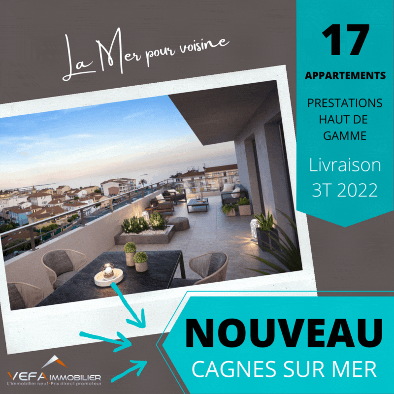 Image publicitaire pour facebook d'un Lancement de programme immobilier neuf à à Cagnes/mer