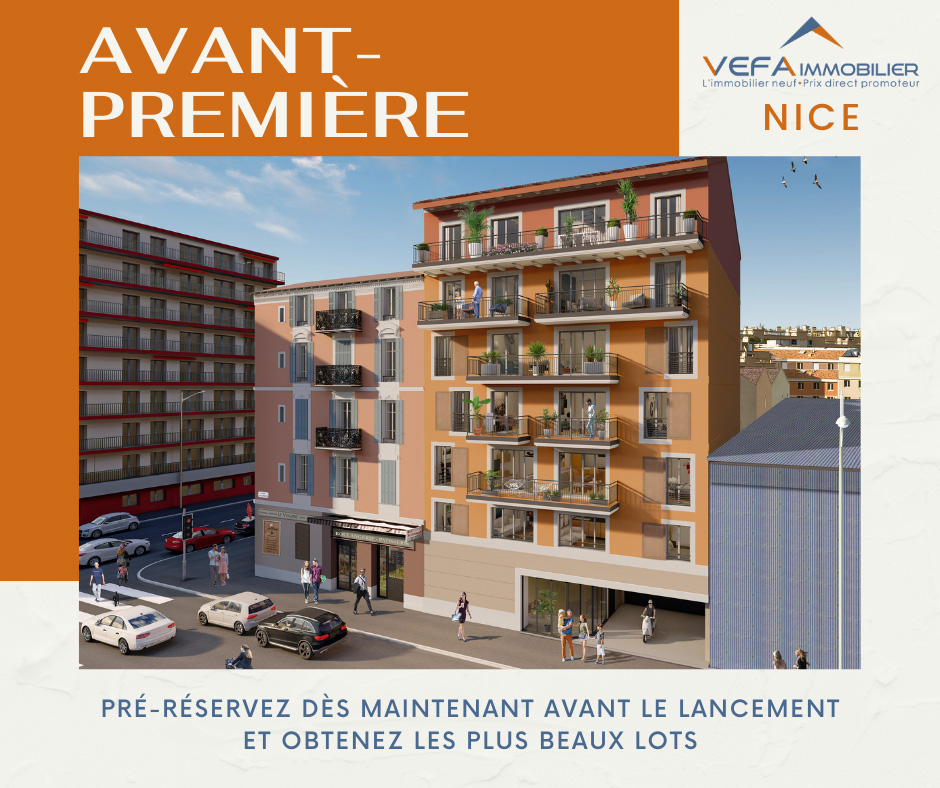 Image publicitaire pour facebook d'un Lancement de programme immobilier neuf - Avant-première à Nice