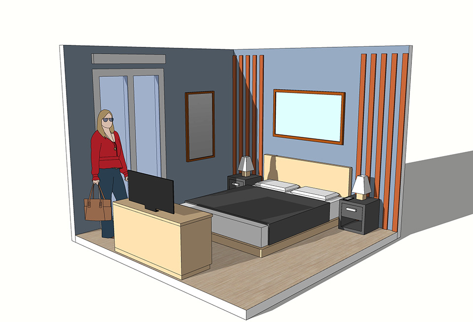 modélisation création d'une chambre en low-poly