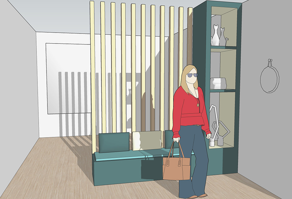 modélisation d'un meuble d'entrée sur mesure