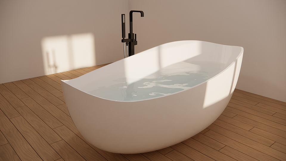 rendu enscape de la modélisation de la baignoire