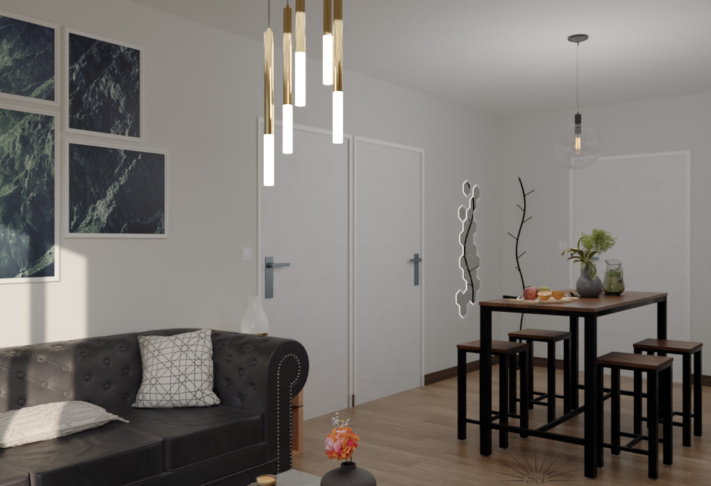 Projet Pro Blender - Appartement 2 pièces - Vue cuisine - rendu Cycles
