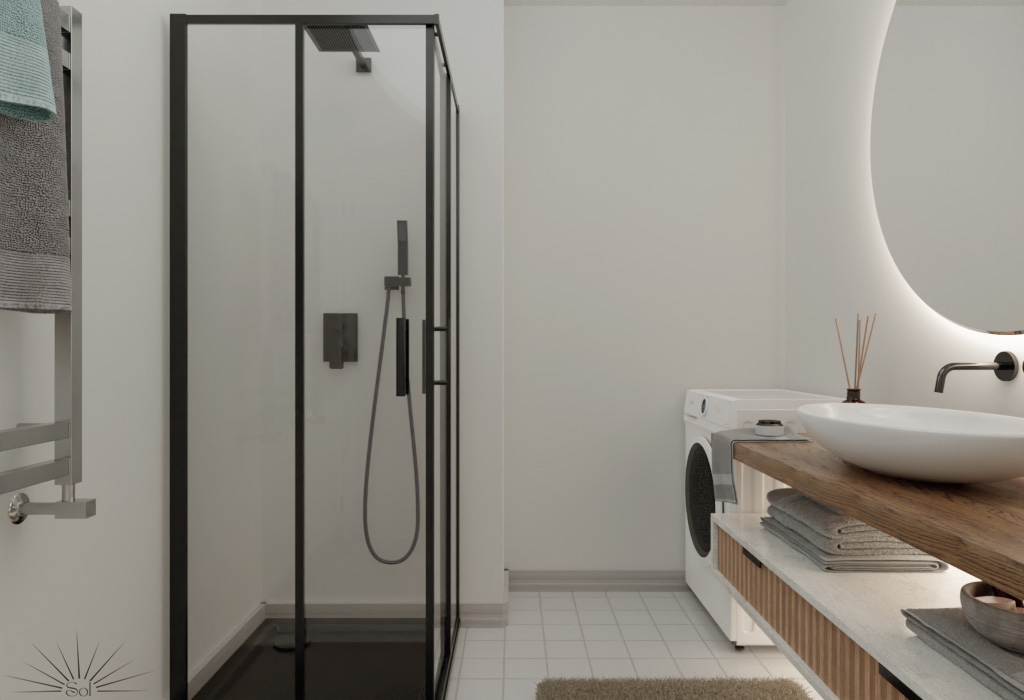 Projet Pro Blender - Appartement 2 pièces - vue salle d'eau - Rendu Cycles