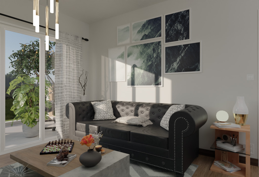 Projet Pro Blender - Appartement 2 pièces - Vue Salon - Rendu Cycles