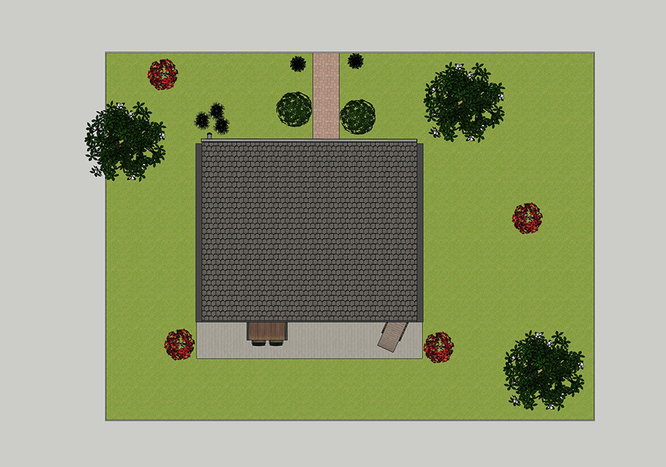 Projet Pro de fin de parcours, il s'agissait de modéliser un chalet d'invité avec sketchUp, de le meubler et de faire les rendus 3D - plan de masse