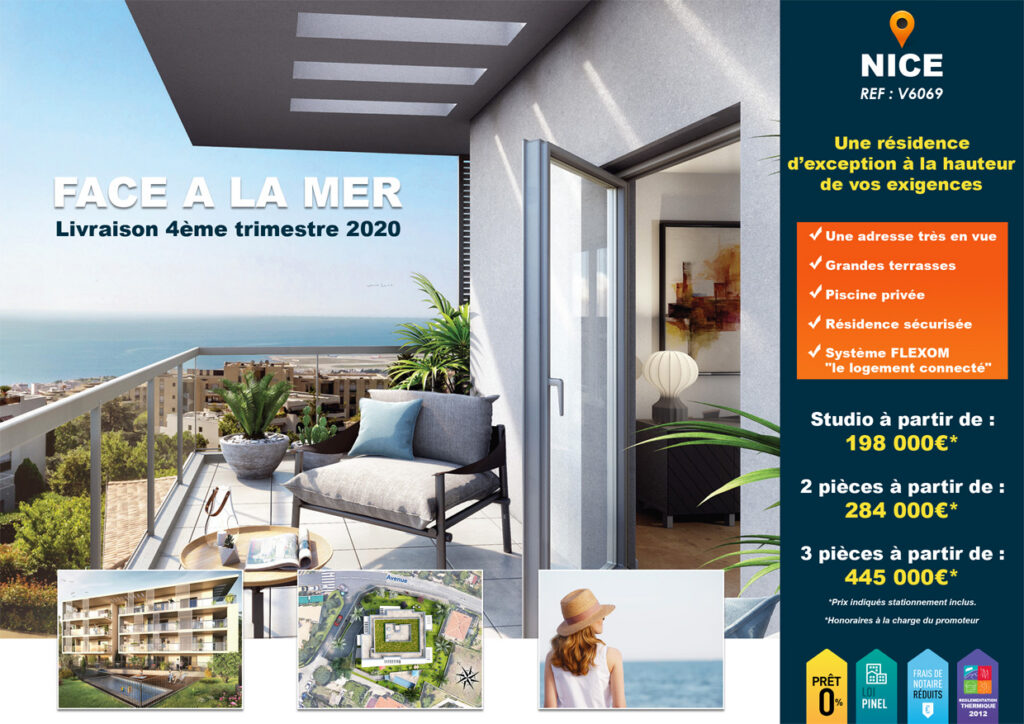 Affiche programme neuf à Nice avec vue mer