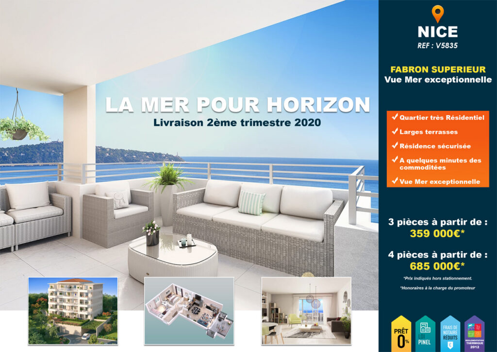Affiche programme neuf à Nice avec vue mer