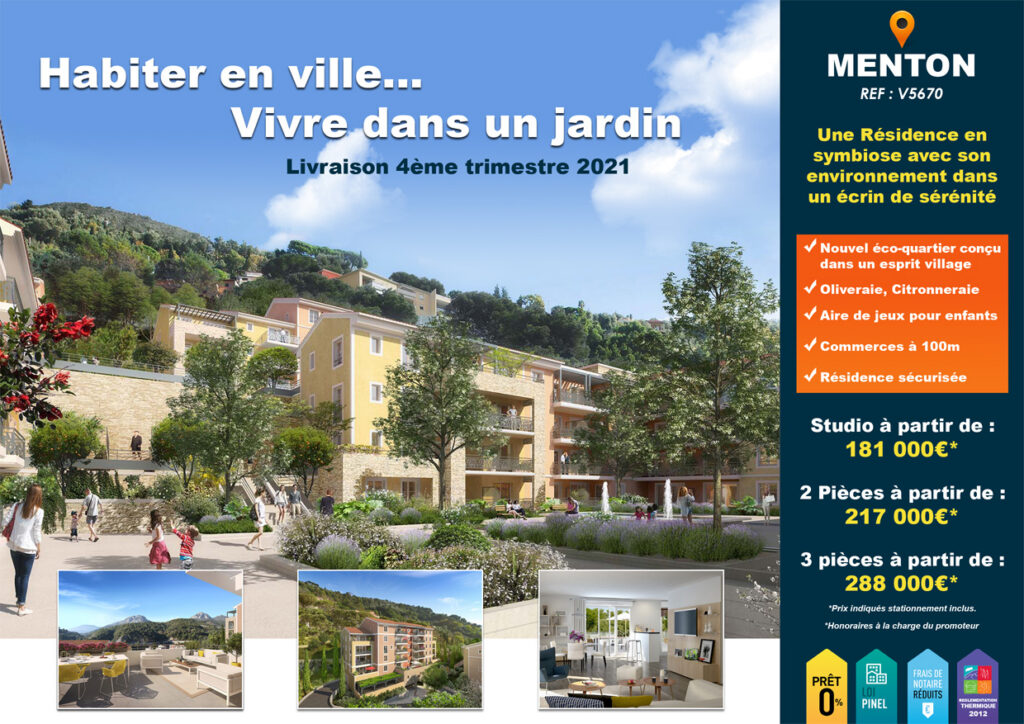 Affiche programme neuf à Menton