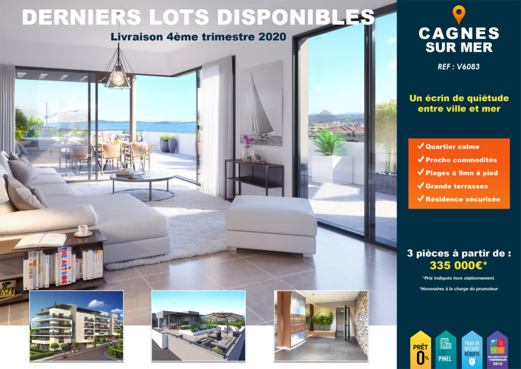 Affiche programme neuf à Cagnes sur Mer avec vue mer