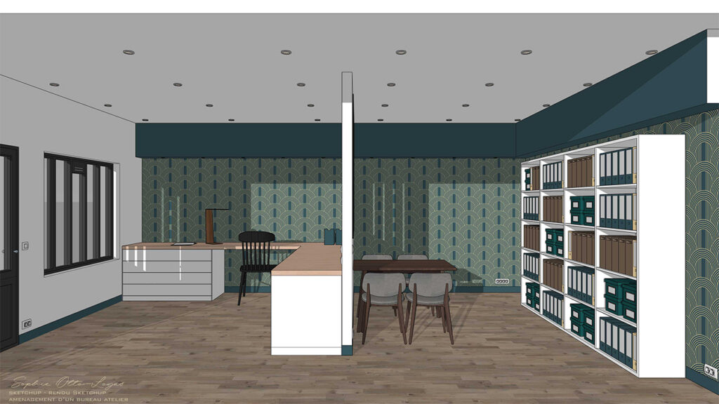 Exercice d'aménagement d'un bureau atelier. Modélisation SketchUp